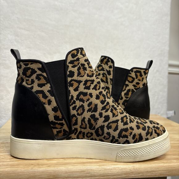 Steve Madden Ditta Leopard Cheetah Slip On High Top Platform Sneakers Size 9 - Picture 5 of 13